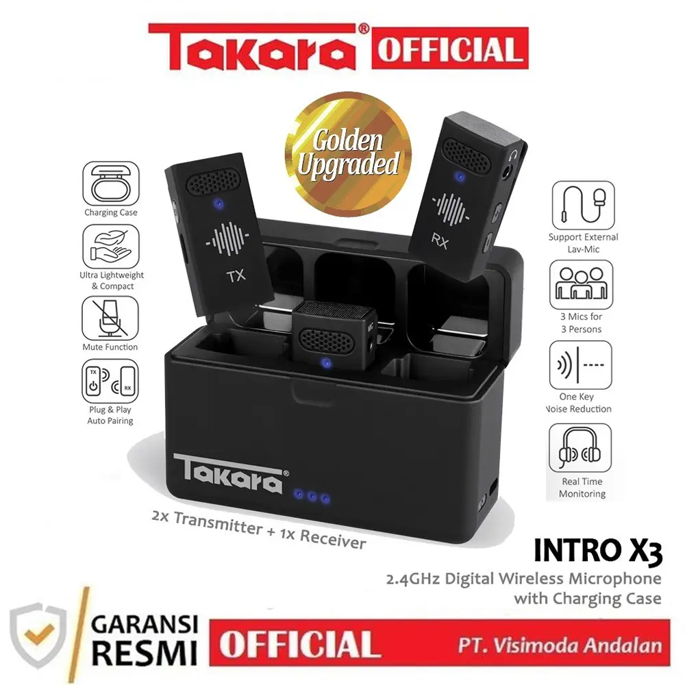 Takara INTRO X3 Digital Wireless Mic Microphone with Charging Case