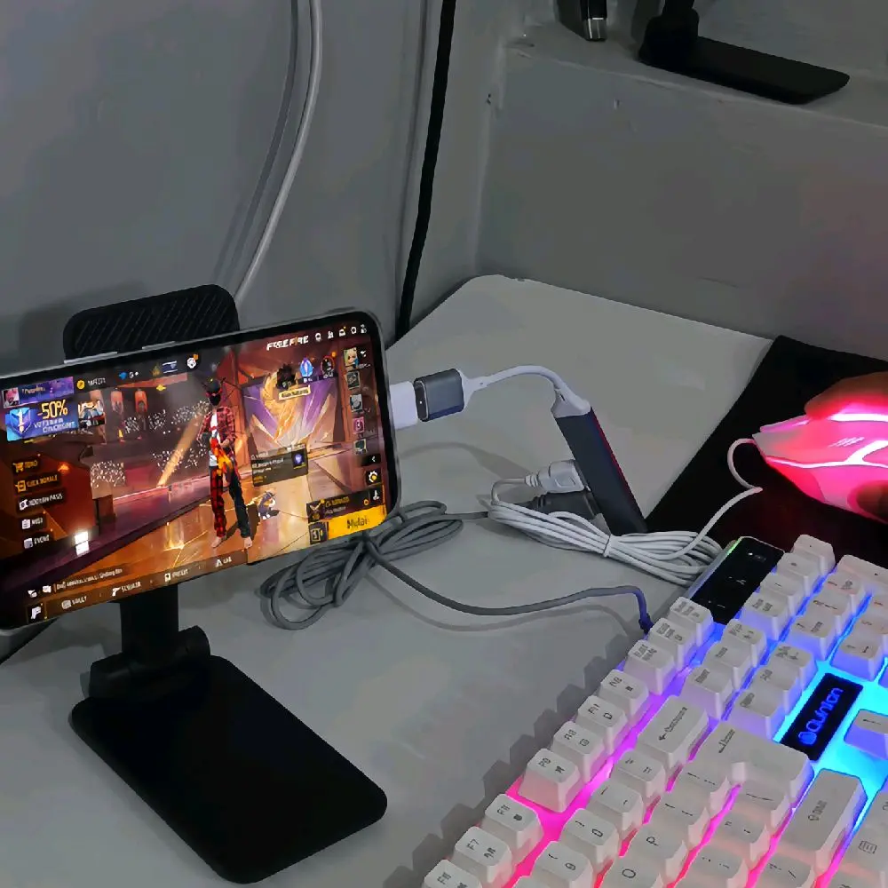 Mobilador 5 in 1 - Keyboard RGB, Mouse RGB, USB Hub 3.0, Mouse Pad, Holder HP - Aksesori Komputer Lengkap Computer Alat