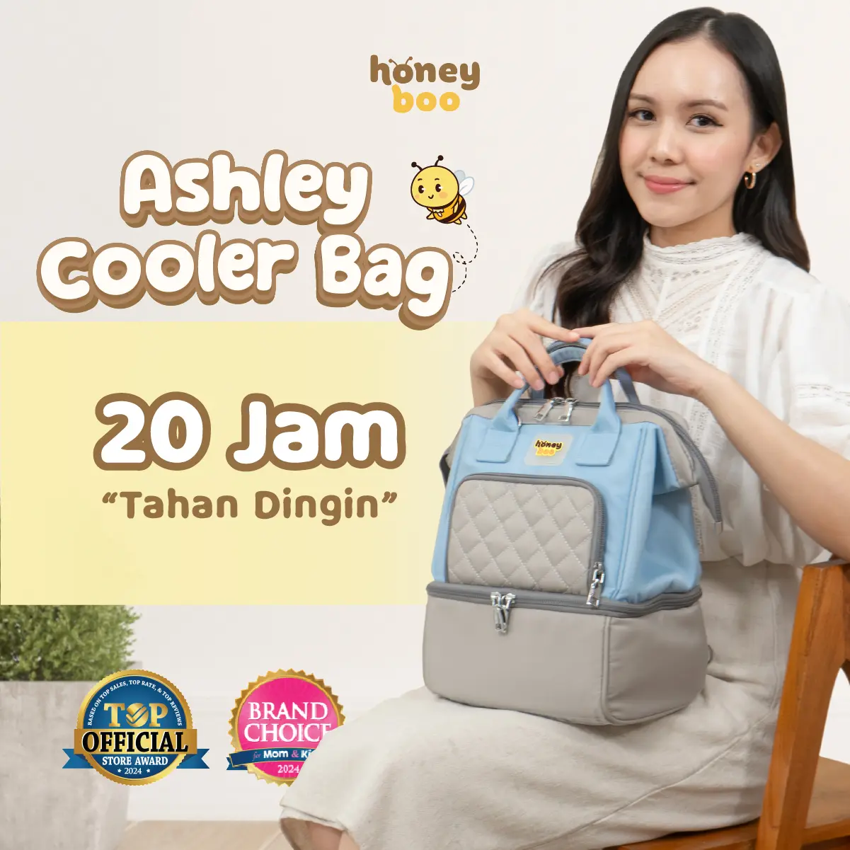 Honey Boo -  Ashley Cooler Bag Premium Baby 10 kompartemen Waterproof Lapisan Thermal Tas Ransel Bayi