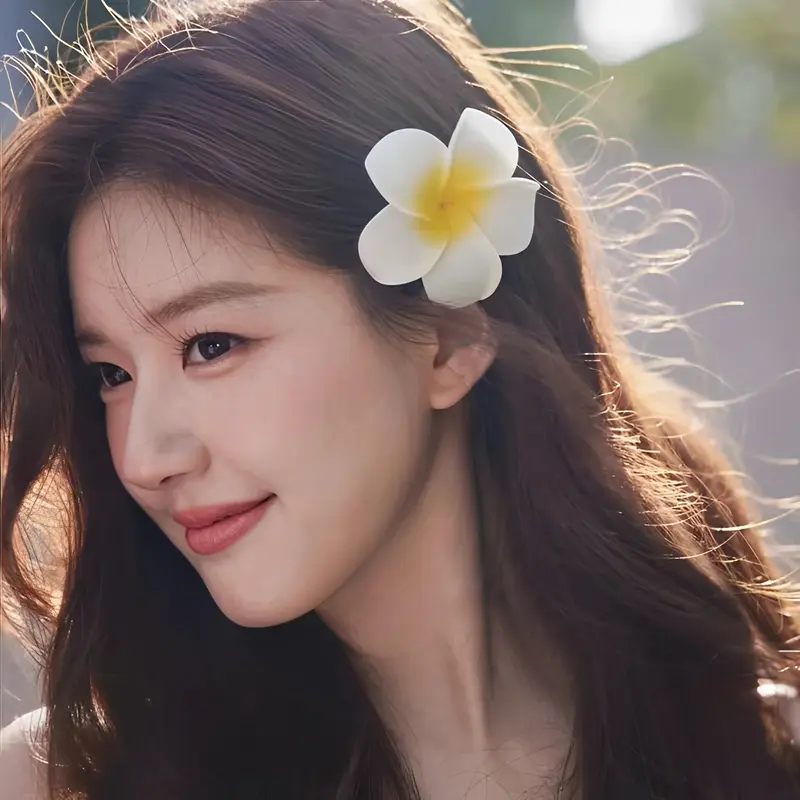 JH Jepit rambut bunga kamboja aksesoris jepitan wanita hiasan rambut cantik ukuran 6cm 4