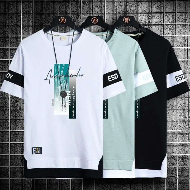 M-3XL men's short-sleeved T-shirt 2022 new fashion loose casual round neck T-shirt men's T-shirt