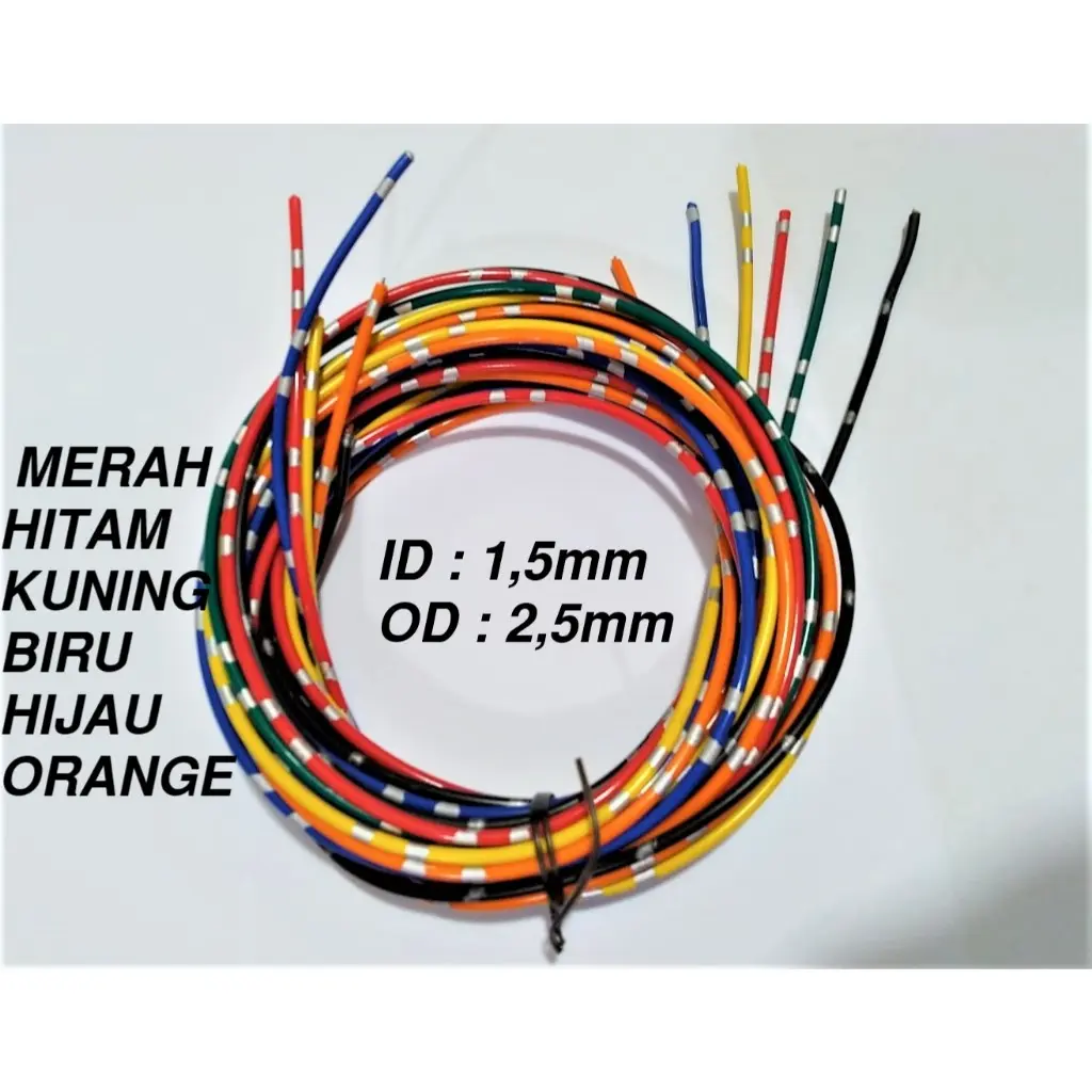 kabel bintik 1.5mm paket 6 warna / untuk kelistrikan mobil dan motor 1.5 mm /kabel body otomotif / automotive wire 1 5 mm untuk audio / aksesoris / variasi / kabel sensor / kabel lampu