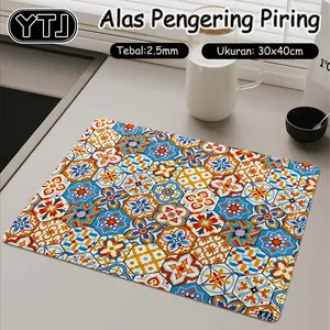 YTJ Alas Pengering Piring Motif Aesthetic Serap Air uk 30x40cm Untuk Dapur Tahan Panas Keset Kopi Alas Tatakan Pengering Piring Gelas Serap Air Tahan Panas Anti Licin LSD-25-40