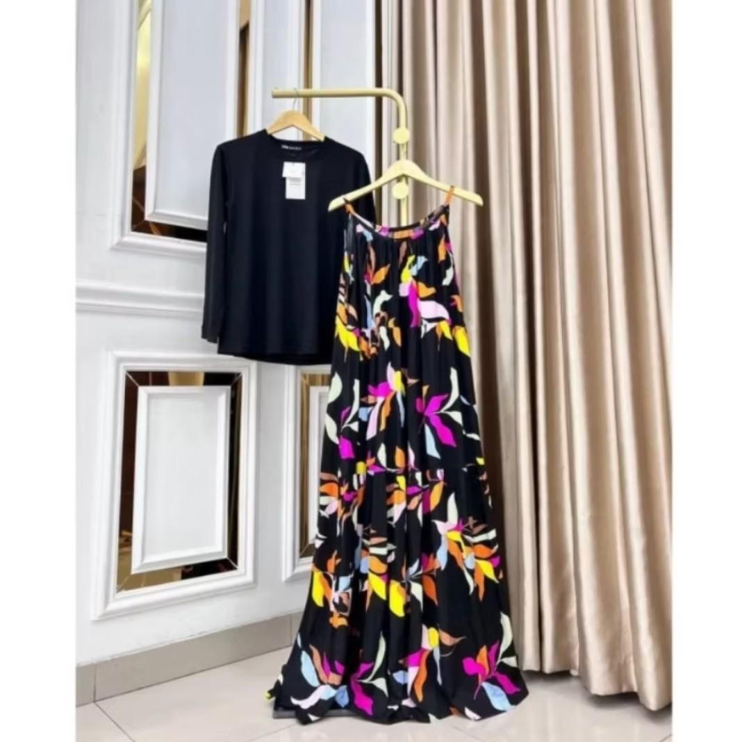 DRESS PANTAI MOTIF BUNGA BUNGA Wanita Muslim Rayon Maxi