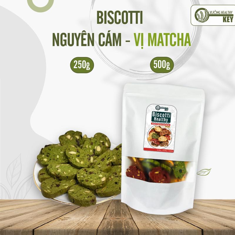  Bánh Biscotti nguyên cám vị matcha Healthy Key - 250g & 500g Bánh Quy ăn vặt Snack Food 
