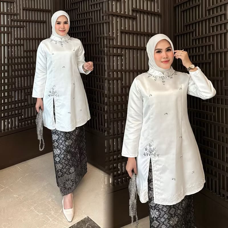 FREE KERUDUNG Setelan Kebaya Terbaru Set Kebaya Melayu Payet  Kekinian Kebaya Kondangan Pakaian Malayasia BY Wrbsn Oshop Dress Motif Atasan Baju Wanita Wisuda Pesta basiba kurung