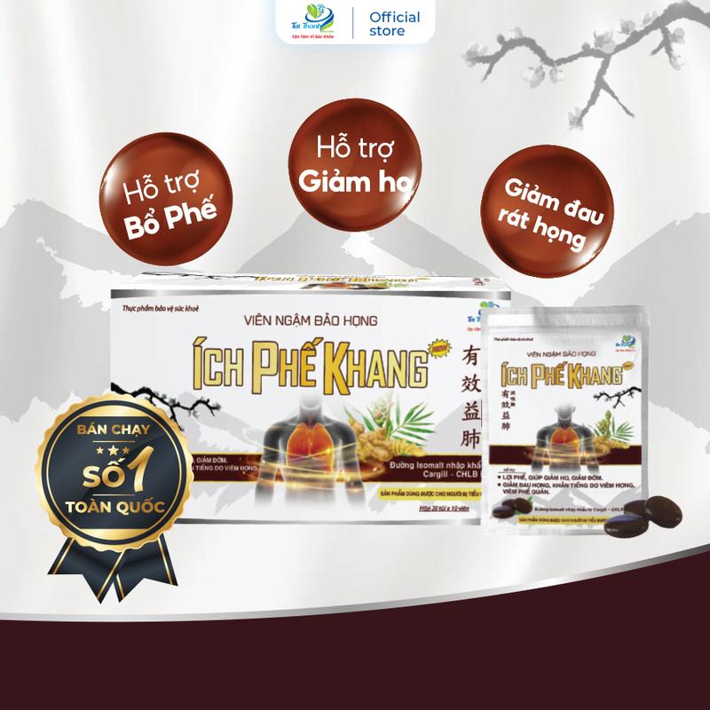  Viên Ngậm Bảo Họng Ích Phế Khang Hộp 20 Túi - Bổ Phế Giảm Tăng Tiết Đờm Giảm Ho Đau Rát Cổ Họng Khản Tiếng 