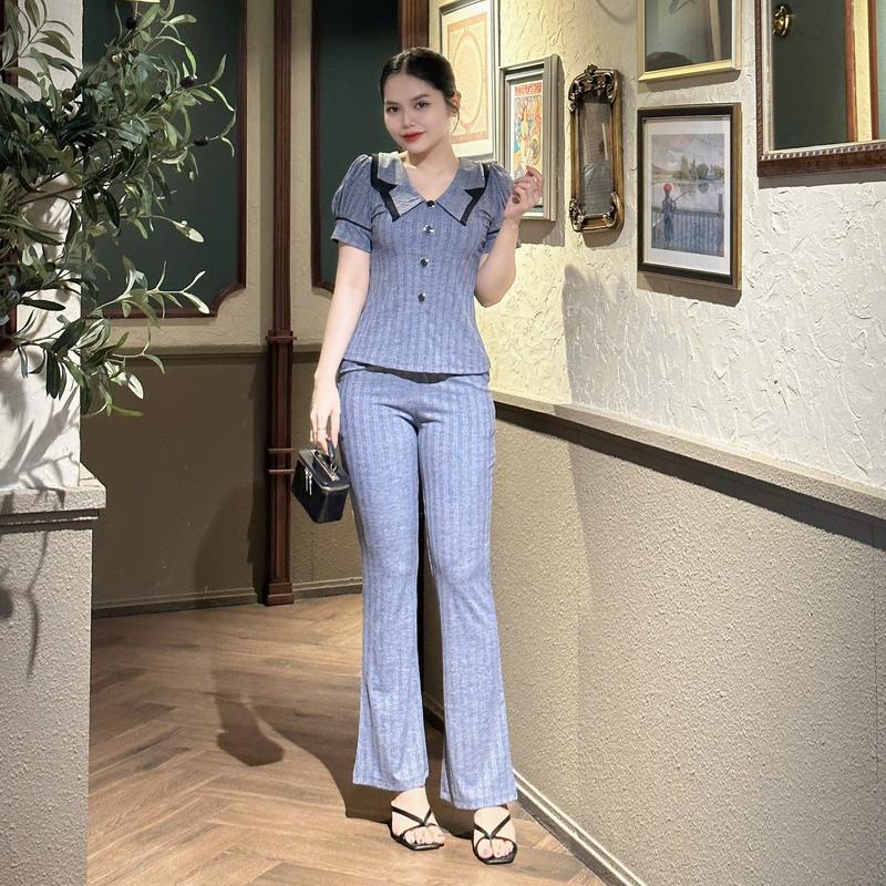 Đồ Bộ Trung Niên - SET Bộ Thun TĂM MÈ cao cấp quần ống bass mặc là mê lên dáng cực chuẩn chất vải co dãn 4 chiều, mềm mịn siêu thoáng mát size 44 - 70KG | Homeware