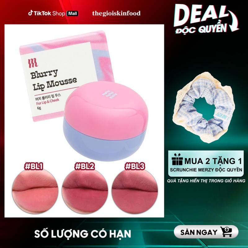 [NEW] Son Kem Bùn Kiêm Má Hồng Trang Điểm Dạng Hũ Merzy Blurry Lip Mousse 6g Mỹ Phẩm Cosmetic
