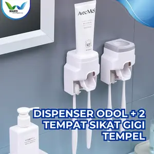 WARS Dispenser Odol dan 2 Tempat Sikat Gigi Tempel Minimalis