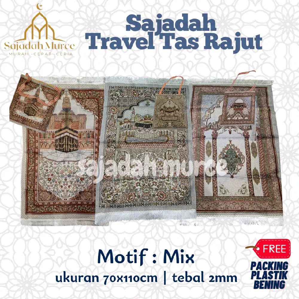 Sajadah Travel Tas Tambang 2in1 Turki Ukuran 70x110 cm Halus dan Ringan