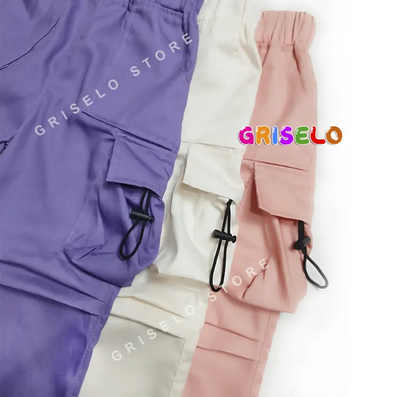 One Set Setelan Anak Perempuan Yoona Cargo Pants dan Kaos Karakter Lucu Usia 1-13 Tahun Unisex 7