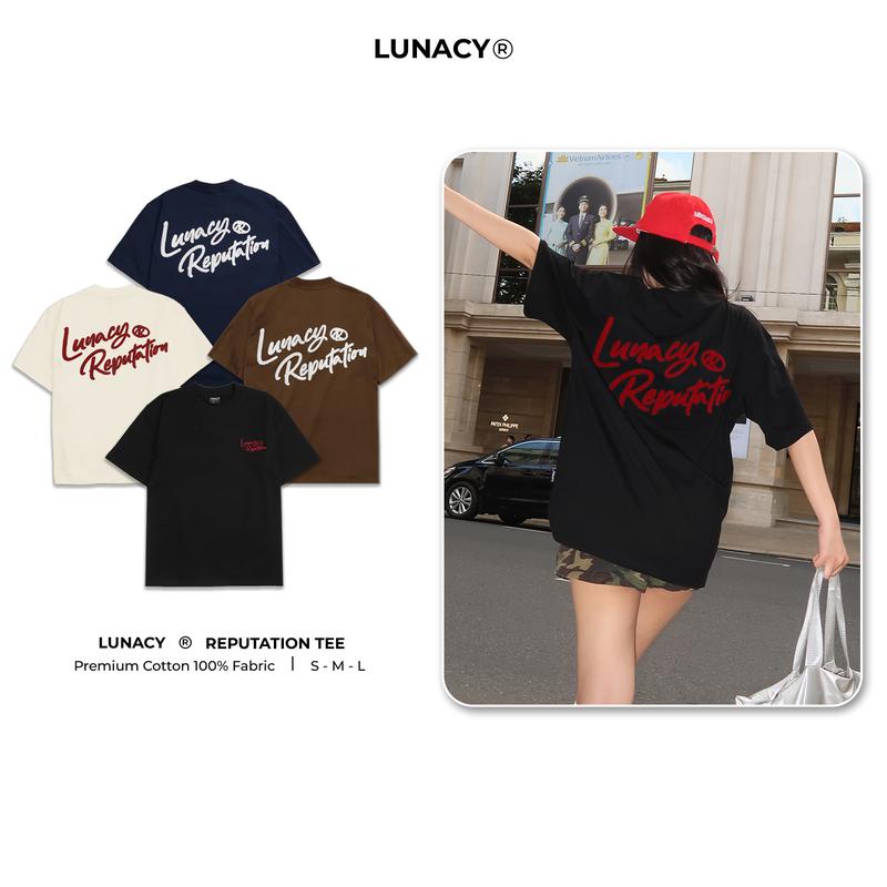  Áo Thun Thêu Xù REPUTATION Local Brand Unisex LUNACY Cotton Nam Nữ 