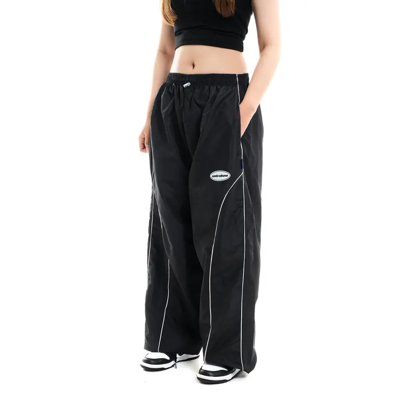 Unbroken Official Celana Parachute Stripe Panjang Loose Pants Hitam Basic Casual Dewasa Tebal Pria Distro baggy scena y2k lokal legged trousers sweatpants  Stretch  Straight Formal Pensil 3