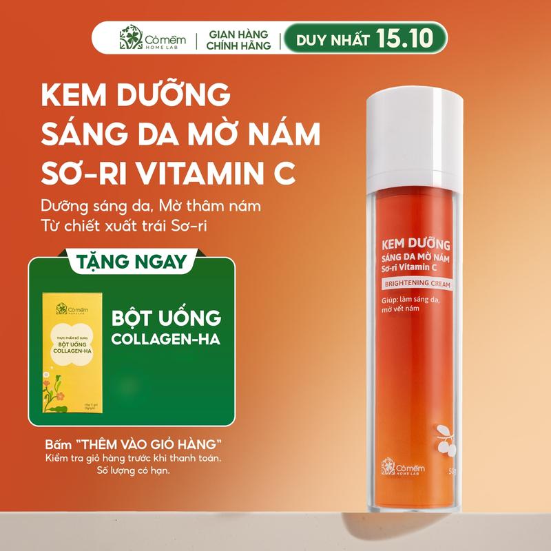 Kem dưỡng sáng da mờ nám tàn nhang Vitamin C Chiết xuất Sơ Ri Cỏ Mềm 50gr