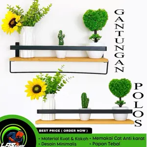 Rak Gantung Minimalis Rak Dinding Dapur Kamar Mandi/Rak Kayu Besi Serbaguna