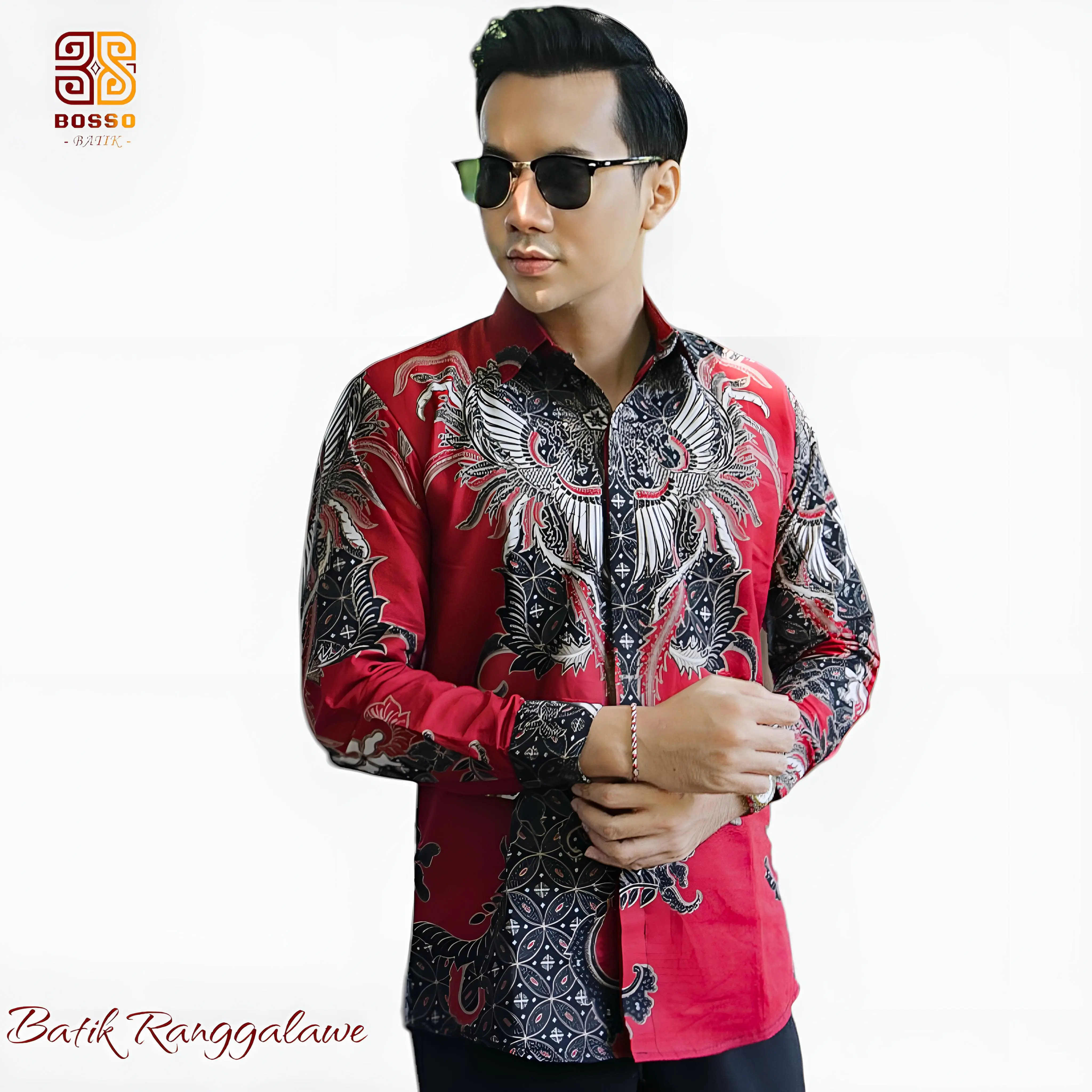 Batik Ranggalawe Kemeja Katun Pria berlapis furing arrow nyaman Formal Jeans Kerah Baju Panjang Pendek Dewasa  Kaos Distro Hitam Cowok Hem Keren Slimfit