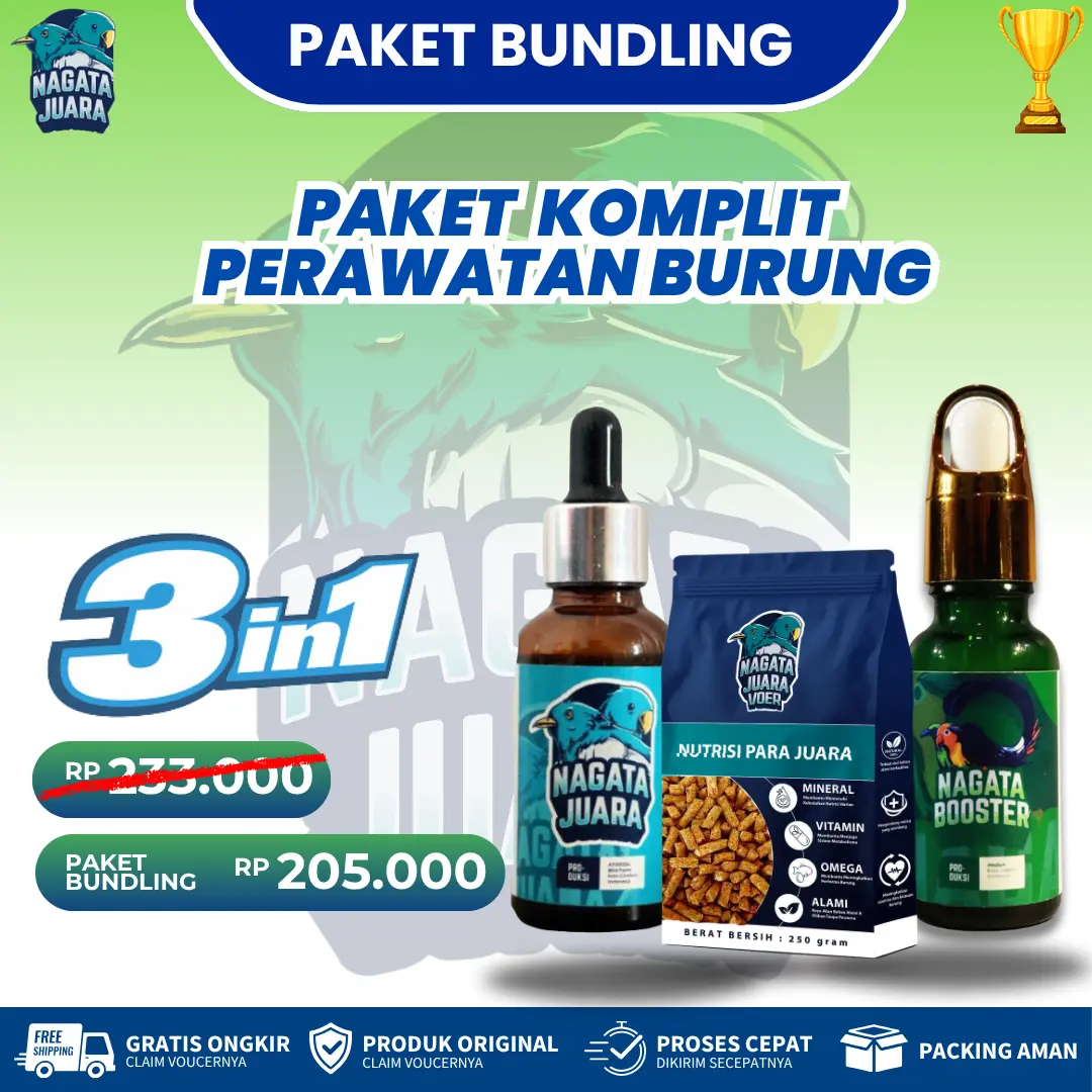 Paket Bundling NAGATA Original | Vitamin Untuk Penggacor Burung 3x Tetes Langsung Gacor | Bisa COD