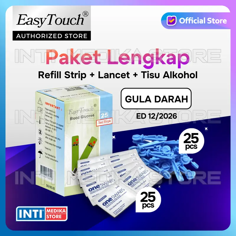 EASYTOUCH - Paket Refill Strip Tes GULA DARAH Isi 25 pcs | Refill BLOOD GLUCOSE Test Strip Easy Touch 0