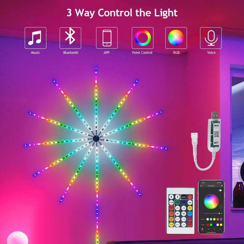  LED Pháo Hoa Hiệu Ứng Tỏa Sáng - Kèm Remote Và Điều Khiển Qua App 