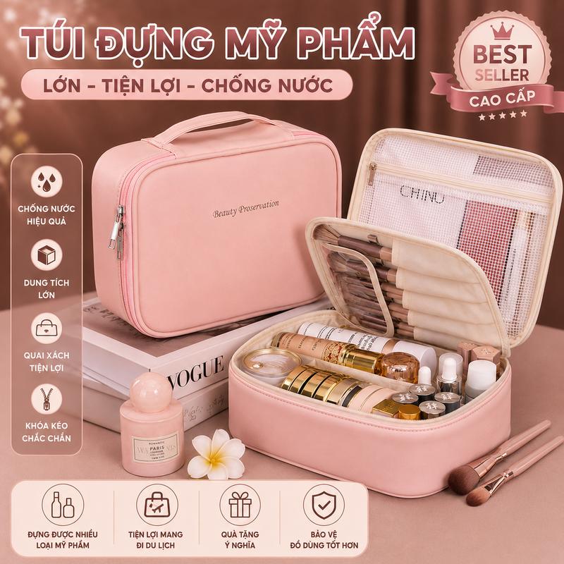 Túi Đựng Mỹ Phẩm Du Lịch Chấm Bi Cao Cấp – Dung Tích Lớn, Chống Thấm Nước,…