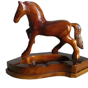 asbak kayu jati antik .miniatur kuda dan ikan lumba