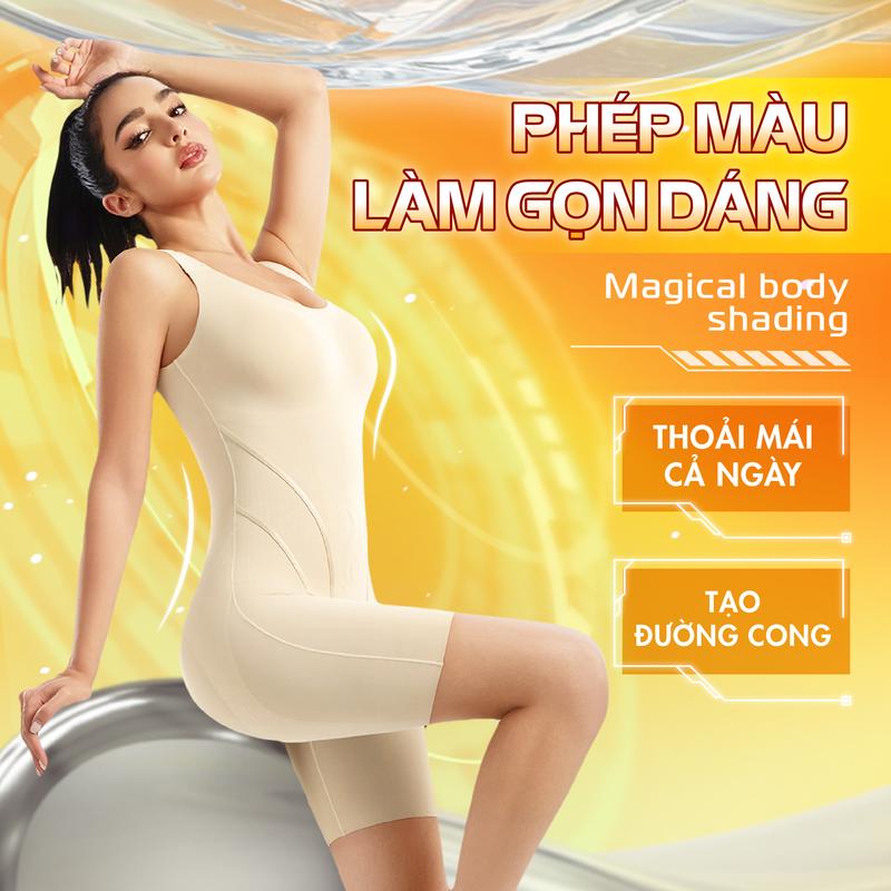 Áo Gen Ma Thuật Tạo Dáng Đẹp Định Hình Ép Bụng Mạnh – Nâng Mông Tạo Dáng Bodysuit Đồ định hình liền thân không lộ viền ép bụng sâu gọn eo – nâng mông rõ dáng