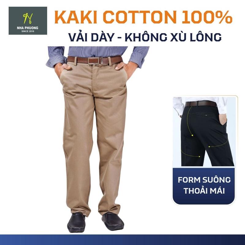  Quần kaki nam trung niên ống suông THÁI KHANG vải cotton dày mềm mặc thoải mái form rộng QUAN04 Menswear 