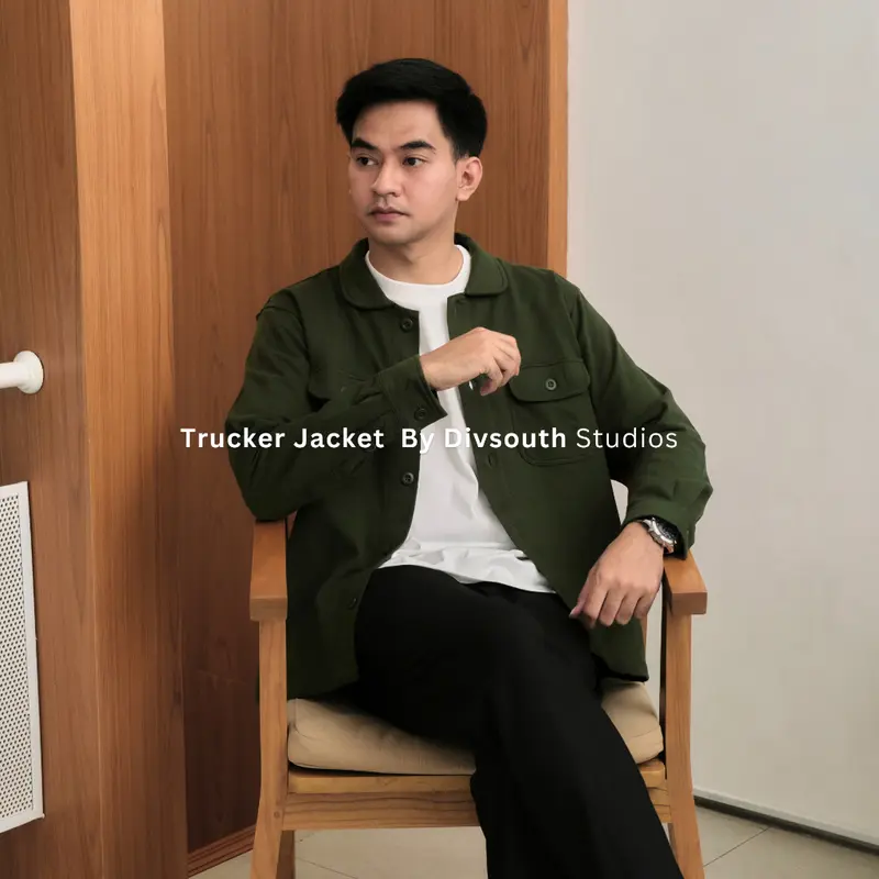 DIVSOUTH Darren Trucker Jacket Panjang Pria Terry Premium Baby Tery 2