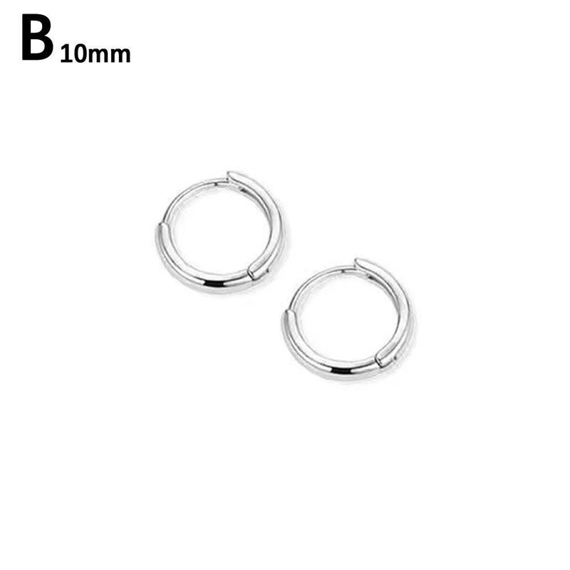 Product Introduction of Khuyên Tai Tròn Bằng Thép Không Gỉ, 2 Chiếc, Dành Cho Nam Và Nữ, Thiết Kế Tối Giản, Khuyên Tai Tròn Nhỏ W1T7 32
