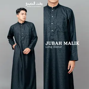 WAKTU DHUHA - Gamis Jubah Slimfit Pria Dewasa Lengan Panjang Bahan Cotton Embos Motif Hexagonal Jubah Malik