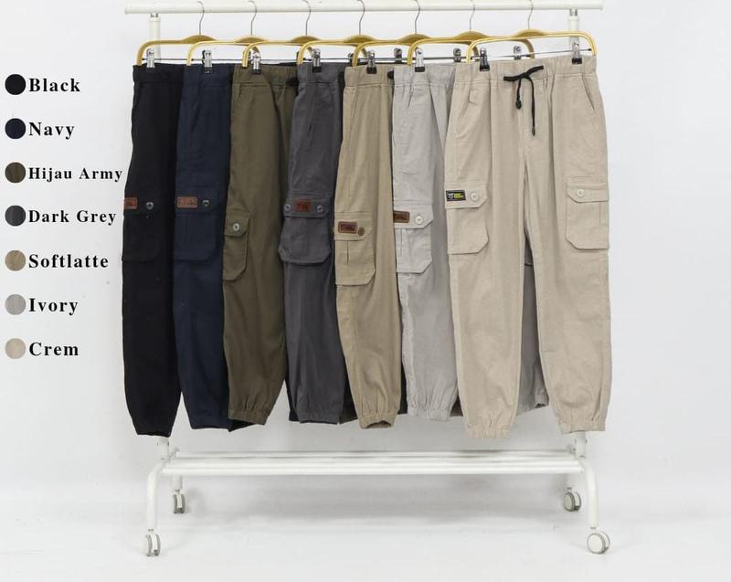 Celana Cargo Joger Remaja Pria Pinggang Karet Bahan Katun Twill Strecth Premium 0
