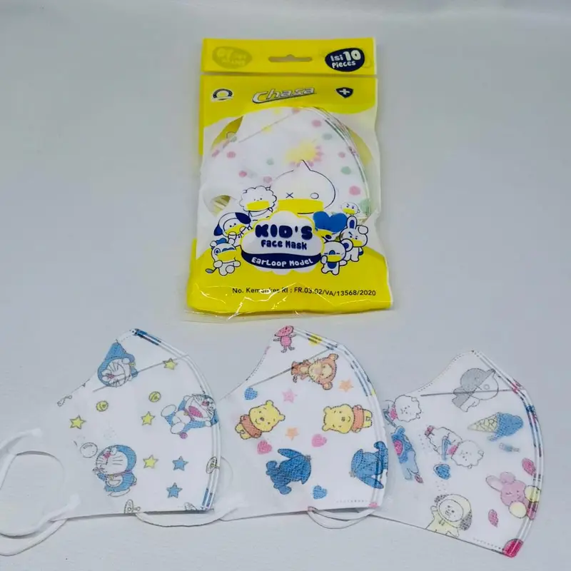 Duckbill Anak Chasa Sachet per 10pcs 3ply Earloop Masker Duckbill Anak Motif Earloop Kemenkes / Masker Medis Anak Motif 1