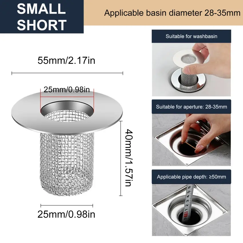 Bộ Lọc Thoát Nước Sàn Bằng Thép Đa Chức Năng, Giỏ Lưới Lọc, Bẫy Tóc, Phòng Tắm, Nhà Bếp, Bồn Rửa, Bộ Lọc Xỉ Chống Tắc Nghẽn