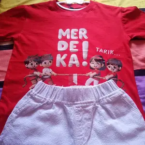 [Free Stiker Nama] Kaos Anak Motif Rajut Kemerdekaan RI Usia 1-12 Tahun Laki-laki dan Perempuan
