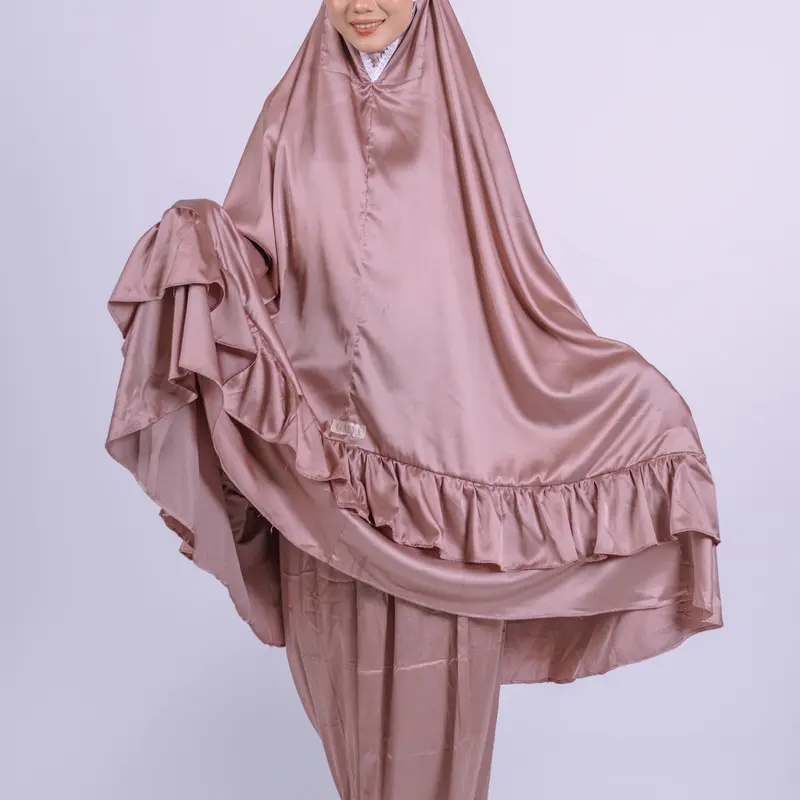 Zahra Prayer Set Mukena Silk Ruffle | Mukena Polos Rample | Mukena Set Terbaru 2024 4