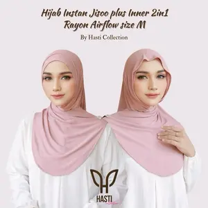 HASTI - Hijab Instan Jisoo Plus Inner 2in1 Size M Kaos Rayon Airflow