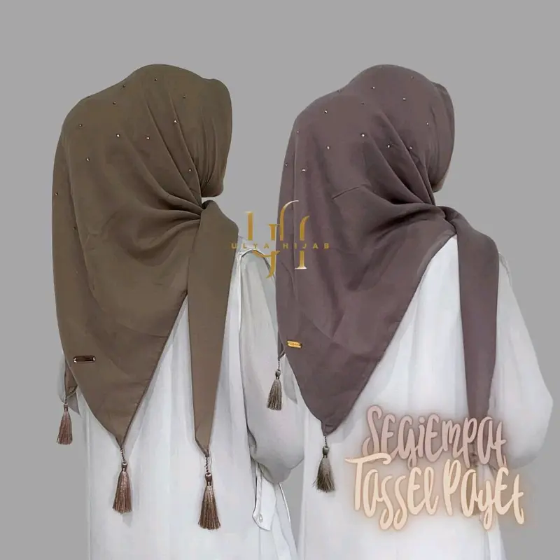 Ulya Hijab - segiempat polycotton manik tabur rosegold 7
