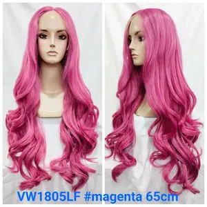 Lace Front Wig Rambut Palsu Dewasa Panjang 65 Cm VW 1805 LF Warna MAGENTA Bahan Fiber Model Curly Tidak Mengkilap Nyaman Dipakai Bisa Cuci Bisa Catok