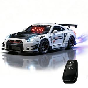 クールなV8サウンドウェーブのスポーツカーデザイン目覚まし時計、デスクトップ装飾、ナイトライト、フレグランススプレー機能、空気清浄機、車好きへのギフト向け