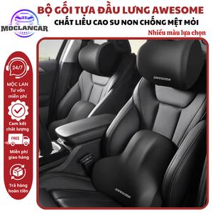 (AWESOME) Gối Tựa Đầu Ô Tô Tựa Lưng Màu Đen Cao Cấp Chất Liệu Cao Su Non Chống Đau Mỏi Chống Thấm Mồ Hôi Cotton