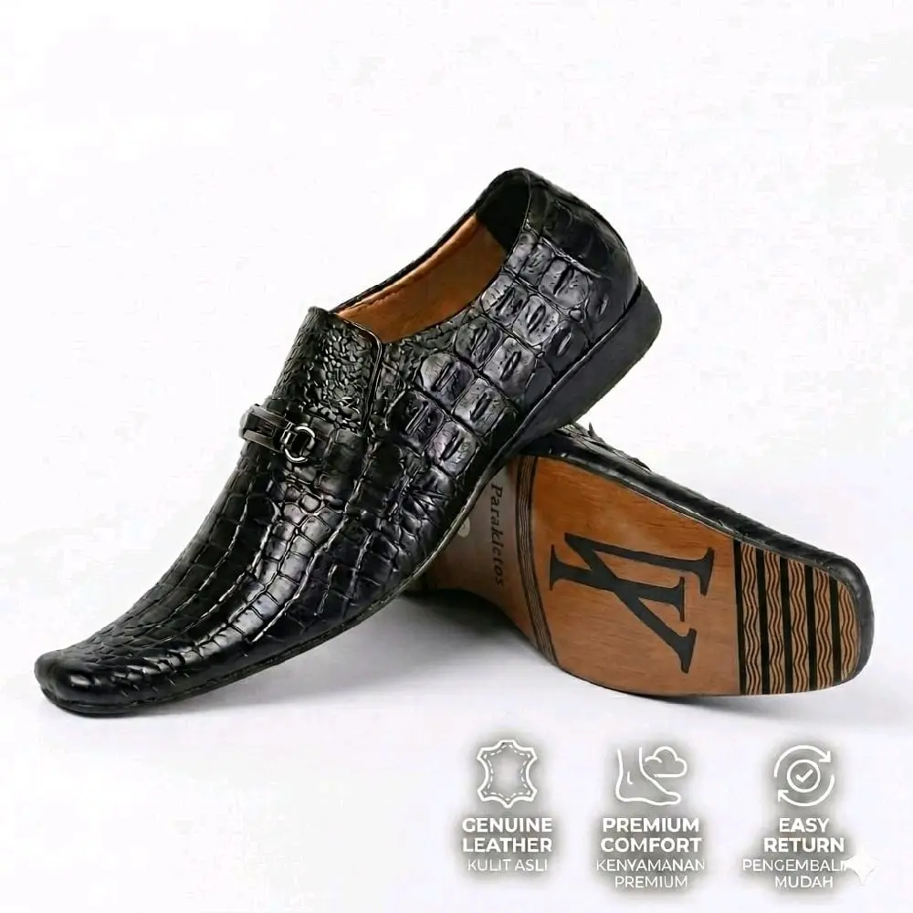 SEPATU PANTOFEL PRIA KULIT ASLI HITAM 0316 HARGA GROSIR