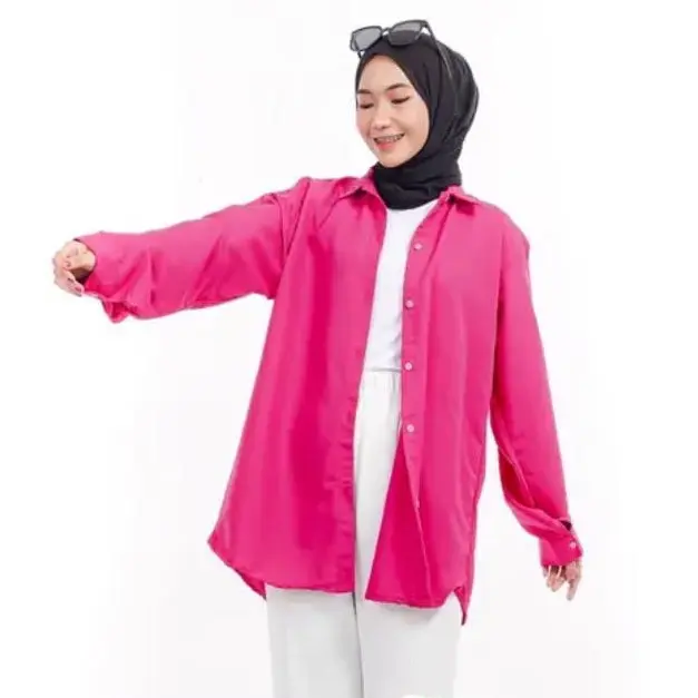 Atasan oversize wanita/kemeja polos Bigsize/ kemeja wanita jumbo muat BB 50-125 KG