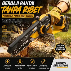 JAPER Gergaji Mesin Mini Pemotong Kayu Cordless Chainsaw Mini Listrik Portable Lithium Chainsaw Cordless Chainsaw Gergaji Rantai Elektrik Mini Portable  Pemotong Kayu Dahan Pohon