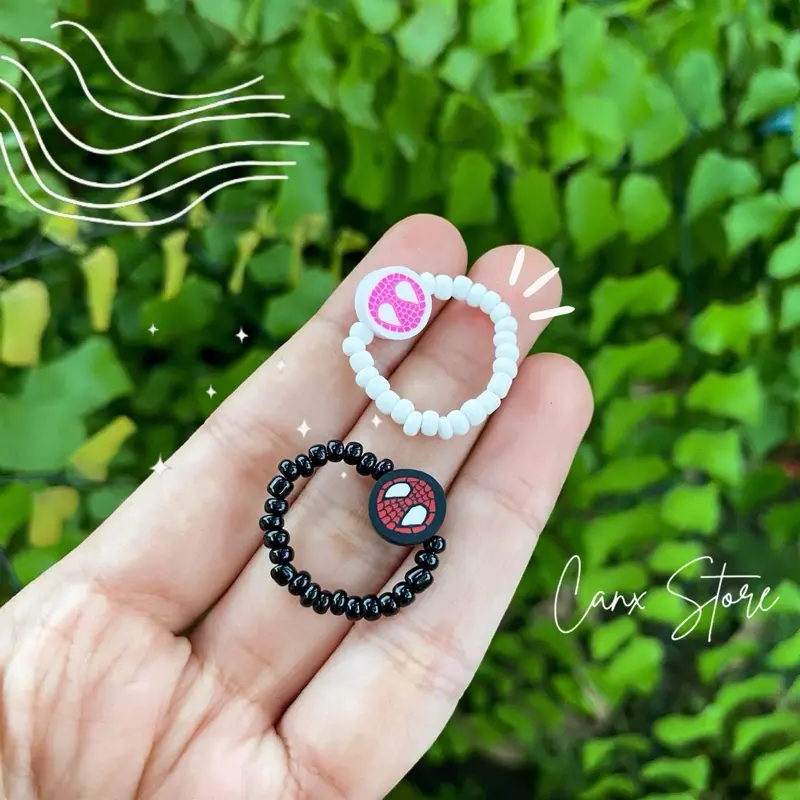Cincin manik couple spiderman miles and gwen beads rings viral 1