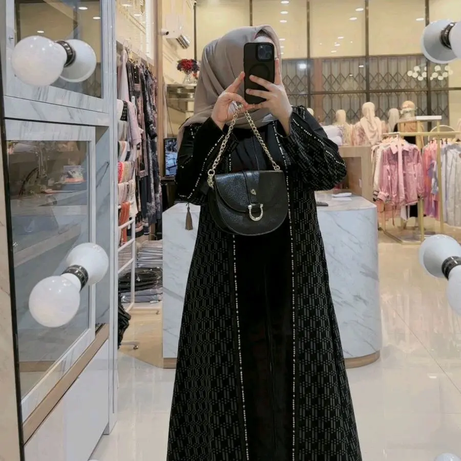 Fatma abaya fukuro jetblack mute