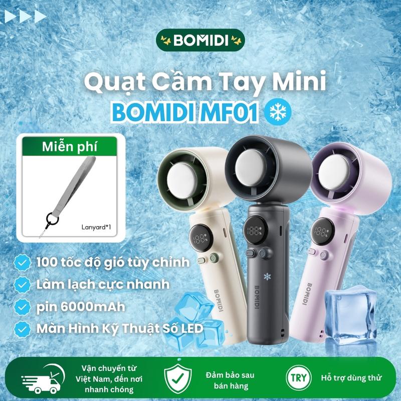 Quạt Cầm Tay Mini Bomidi MF01 - Quạt phản lực cầm tay Có Thể Điều Chỉnh 100 Tốc Độ Có Màn Hình Kỹ Thuật Số LED Đi kèm với phụ kiện