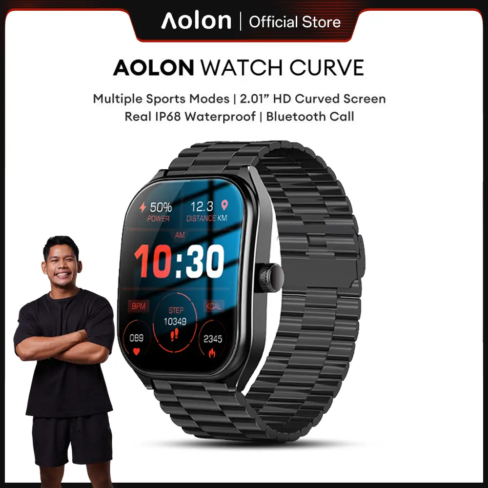 【IBEN EXCLUSIVE】Aolon Curve Smart Watch New | IP68 Waterproof | 2.01-inch Curved IPS Screen | Bluetooth Call  | Custom Wallpaper Smartwatch Health Monitoring jam tangan pintar jam tangan pria jam tangan wanita