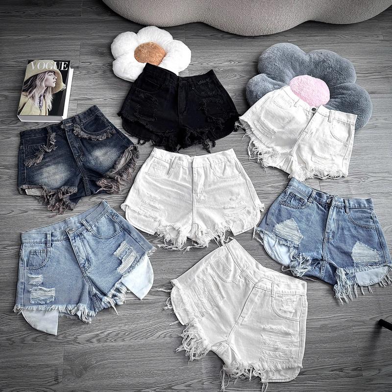 Quần short jean nữ đùi rách nhiều màu xinh Đ2 - Thời trang cá tính lưng cao tôn dáng phù hợp đi chơi du lịch 