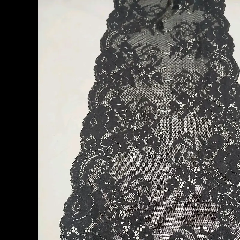 Renda Stretch/Karet Hitam Lebar - Harga Permeter atau 100cm - Terbuat Dari Kain Berkualitas Tinggi Elegan 2